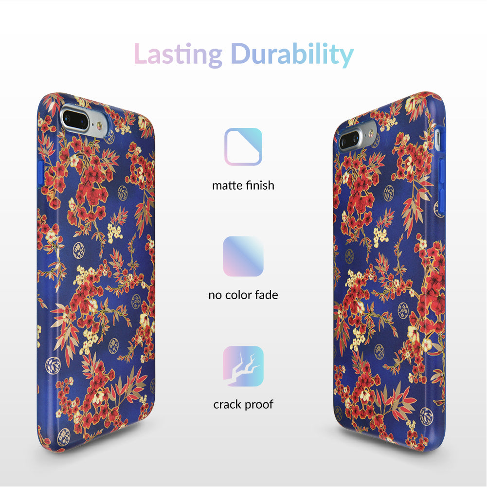 Cherry Blossom Floral Chrome iPhone Case – Chic Designer-Style Phone Cover