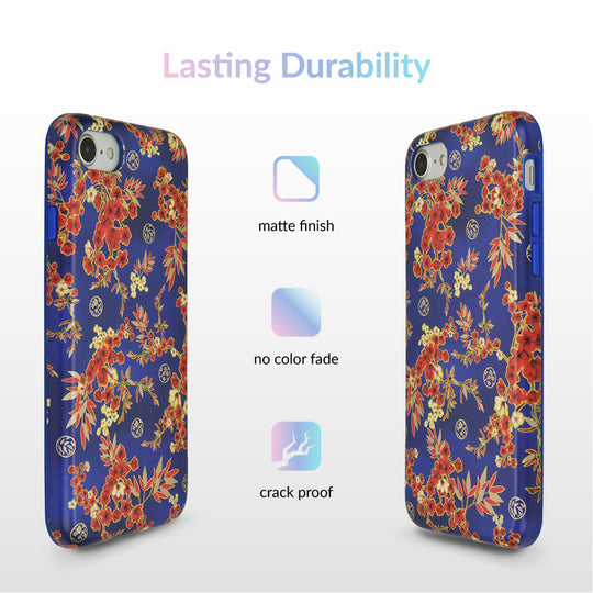 Cherry Blossom Floral Chrome iPhone Case – Chic Designer-Style Phone Cover