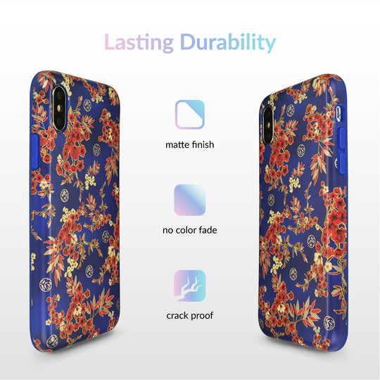 Cherry Blossom Floral Chrome iPhone Case – Chic Designer-Style Phone Cover