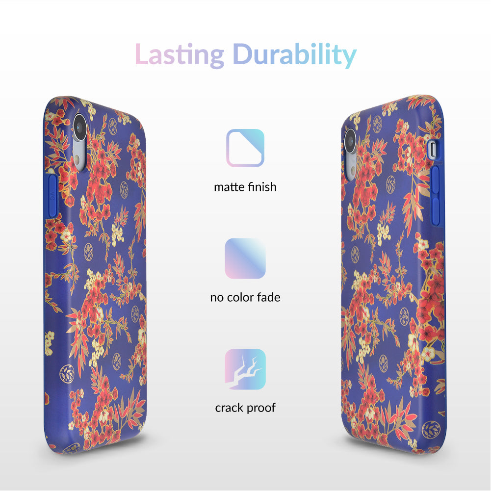 Cherry Blossom Floral Chrome iPhone Case – Chic Designer-Style Phone Cover