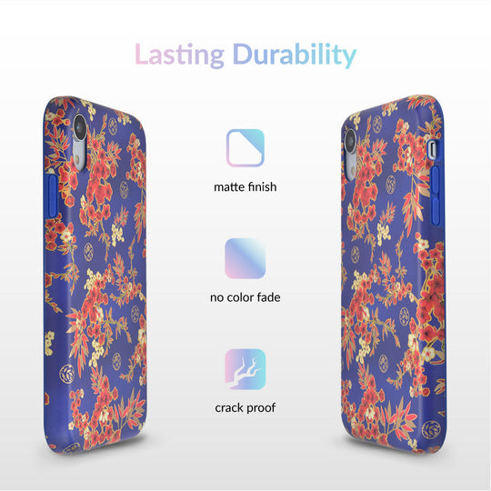 Cherry Blossom Floral Chrome iPhone Case – Chic Designer-Style Phone Cover