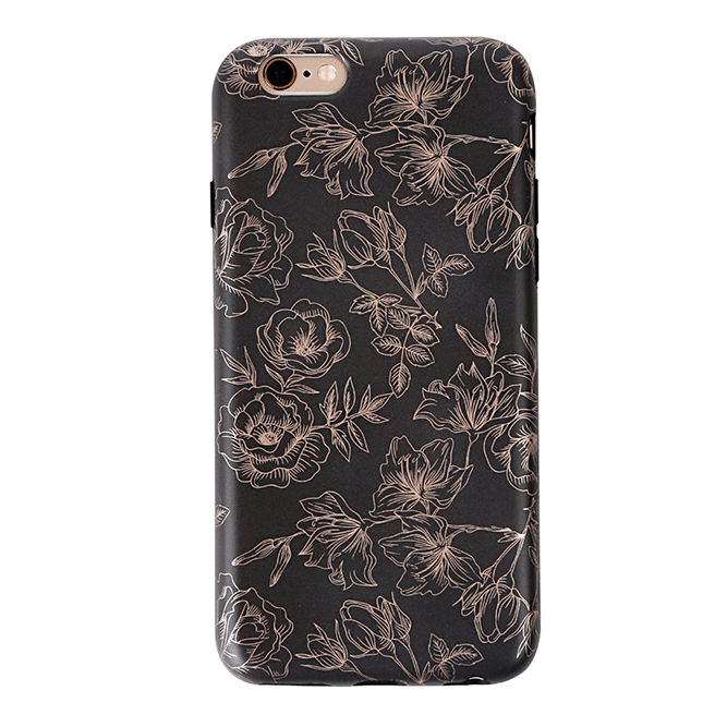 Floral Rose Gold Chrome iPhone Case – Aesthetic Shockproof Phone Cover