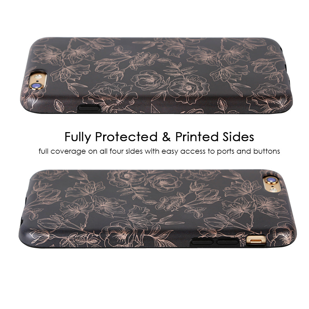 Floral Rose Gold Chrome iPhone Case – Aesthetic Shockproof Phone Cover