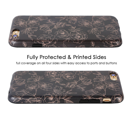 Floral Rose Gold Chrome iPhone Case – Aesthetic Shockproof Phone Cover