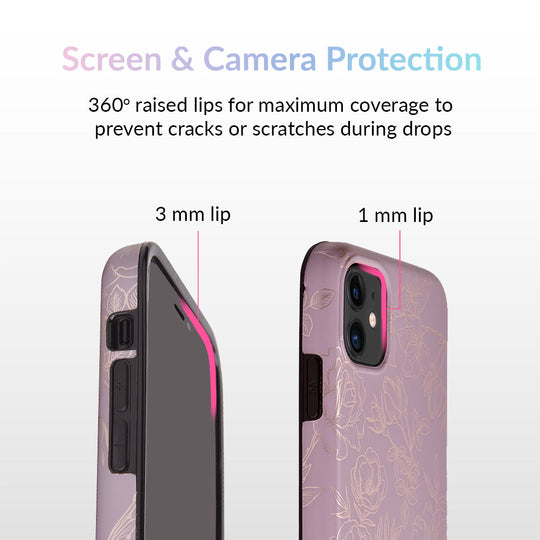 Dusty Rose Chrome Floral iPhone Case – Luxury Aesthetic Phone Cover