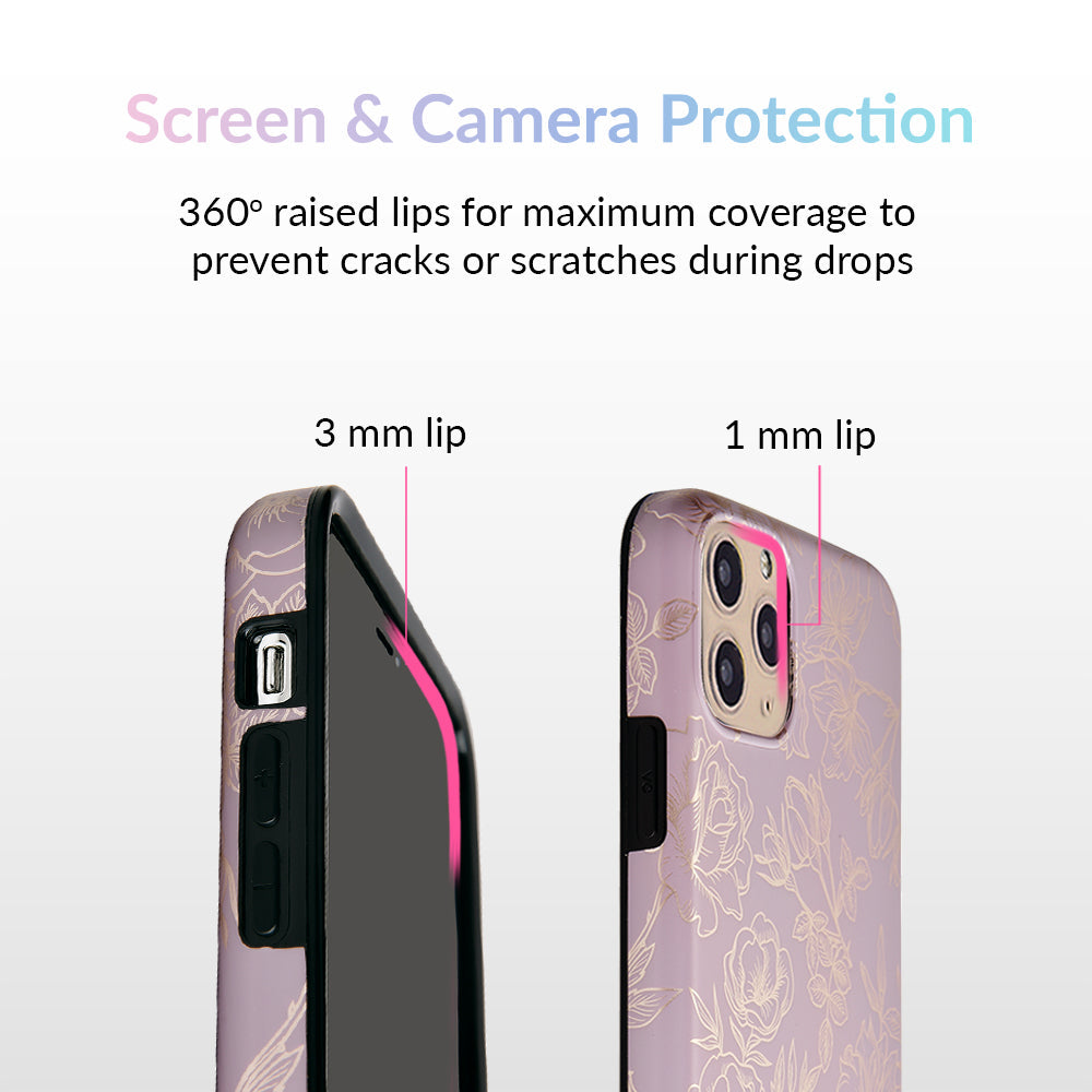 Dusty Rose Chrome Floral iPhone Case – Luxury Aesthetic Phone Cover