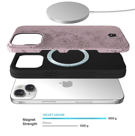 Dusty Rose Chrome Floral iPhone Case – Luxury Aesthetic Phone Cover