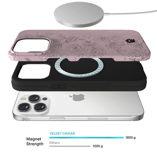 Dusty Rose Chrome Floral iPhone Case – Luxury Aesthetic Phone Cover