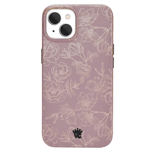 Dusty Rose Chrome Floral iPhone Case – Luxury Aesthetic Phone Cover