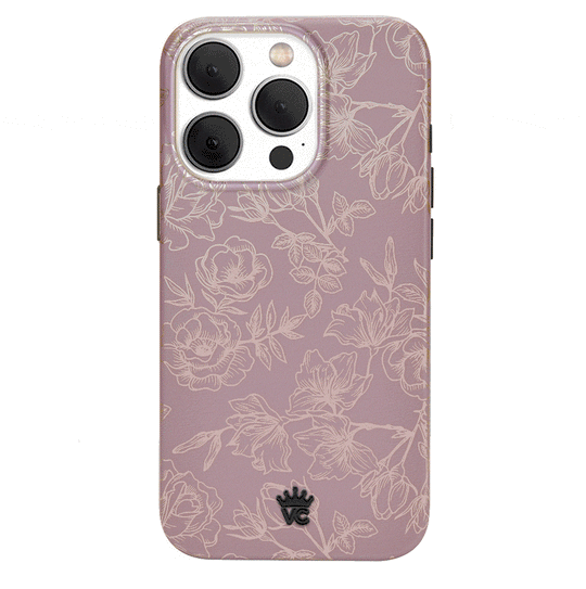 Dusty Rose Chrome Floral iPhone Case – Luxury Aesthetic Phone Cover