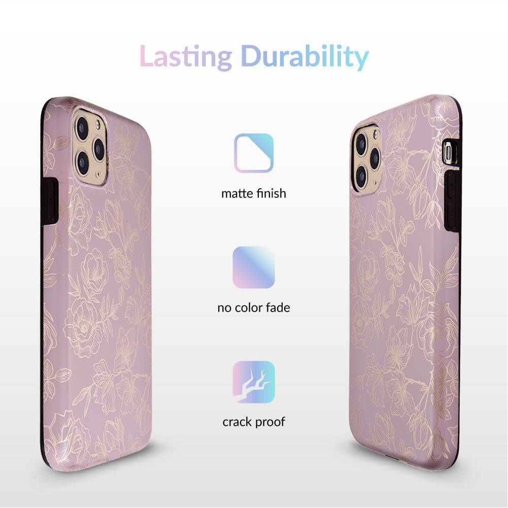 Dusty Rose Chrome Floral iPhone Case – Luxury Aesthetic Phone Cover
