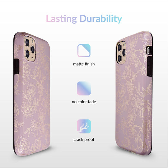 Dusty Rose Chrome Floral iPhone Case – Luxury Aesthetic Phone Cover