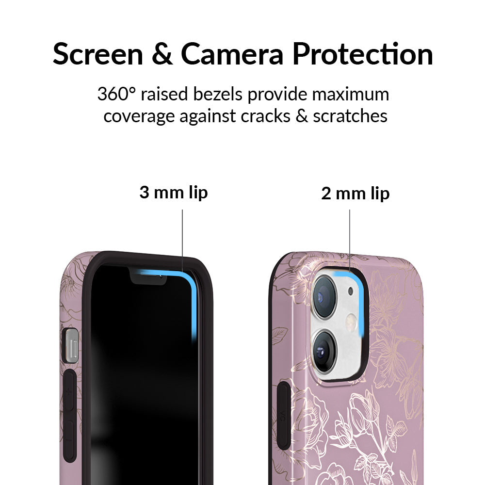 Dusty Rose Chrome Floral iPhone Case – Luxury Aesthetic Phone Cover