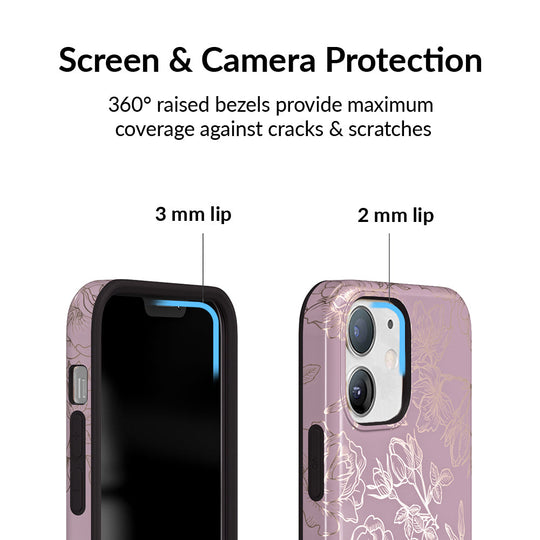 Dusty Rose Chrome Floral iPhone Case – Luxury Aesthetic Phone Cover