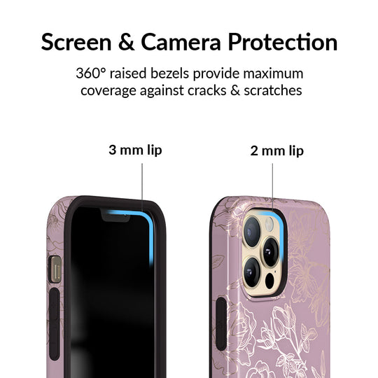 Dusty Rose Chrome Floral iPhone Case – Luxury Aesthetic Phone Cover