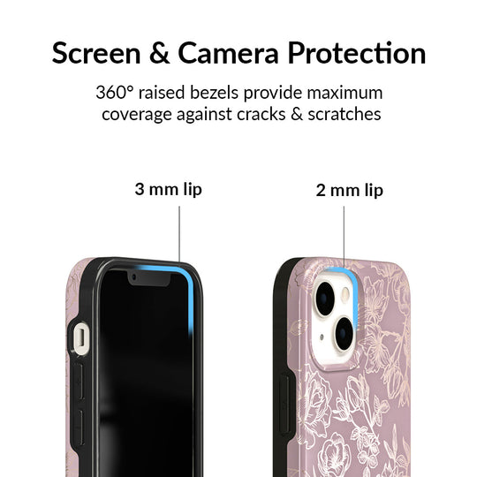 Dusty Rose Chrome Floral iPhone Case – Luxury Aesthetic Phone Cover