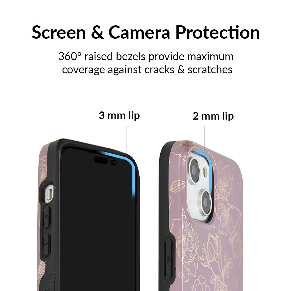Dusty Rose Chrome Floral iPhone Case – Luxury Aesthetic Phone Cover