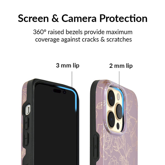 Dusty Rose Chrome Floral iPhone Case – Luxury Aesthetic Phone Cover