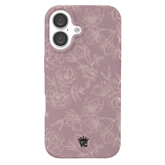 Dusty Rose Chrome Floral iPhone Case – Luxury Aesthetic Phone Cover