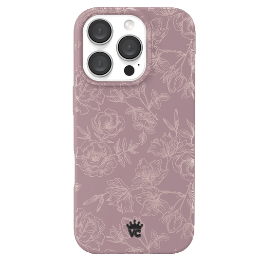Dusty Rose Chrome Floral iPhone Case – Luxury Aesthetic Phone Cover
