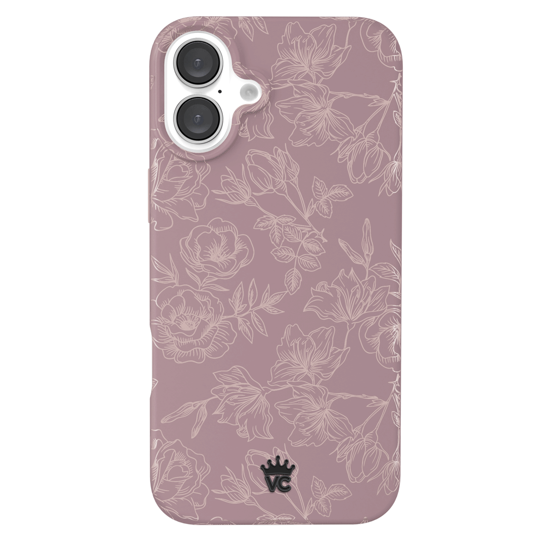 Dusty Rose Chrome Floral iPhone Case – Luxury Aesthetic Phone Cover