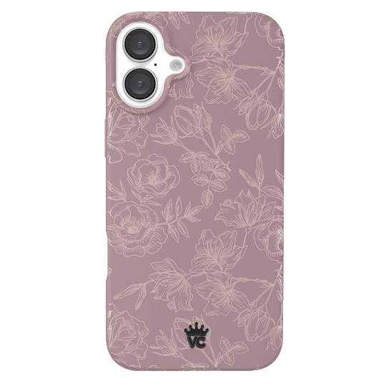 Dusty Rose Chrome Floral iPhone Case – Luxury Aesthetic Phone Cover
