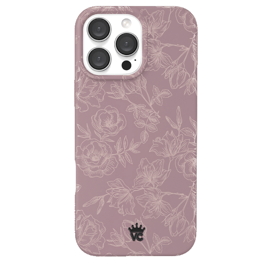 Dusty Rose Chrome Floral iPhone Case – Luxury Aesthetic Phone Cover