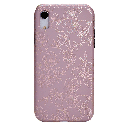 Dusty Rose Chrome Floral iPhone Case – Luxury Aesthetic Phone Cover