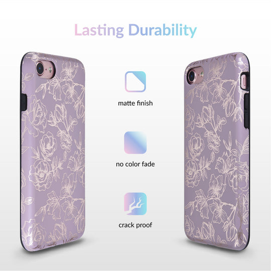 Dusty Rose Chrome Floral iPhone Case – Luxury Aesthetic Phone Cover