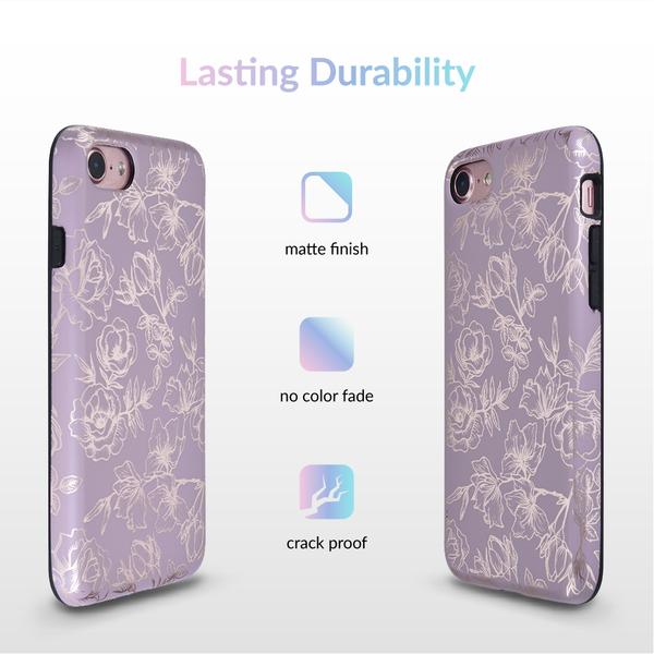 Dusty Rose Chrome Floral iPhone Case – Luxury Aesthetic Phone Cover