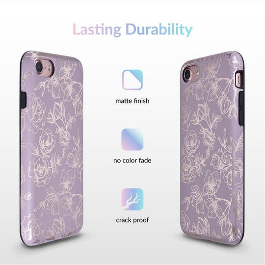 Dusty Rose Chrome Floral iPhone Case – Luxury Aesthetic Phone Cover