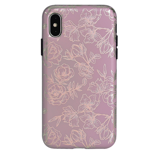 Dusty Rose Chrome Floral iPhone Case – Luxury Aesthetic Phone Cover