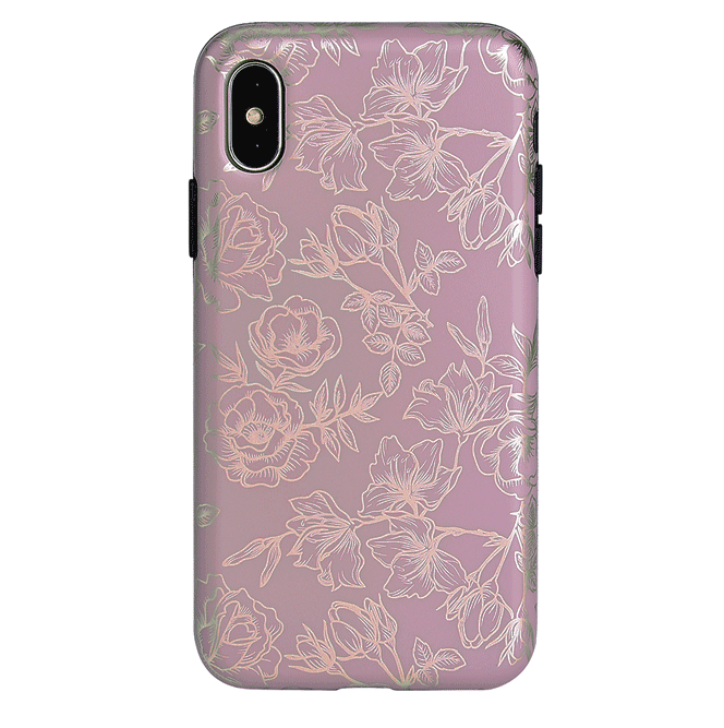 Dusty Rose Chrome Floral iPhone Case – Luxury Aesthetic Phone Cover
