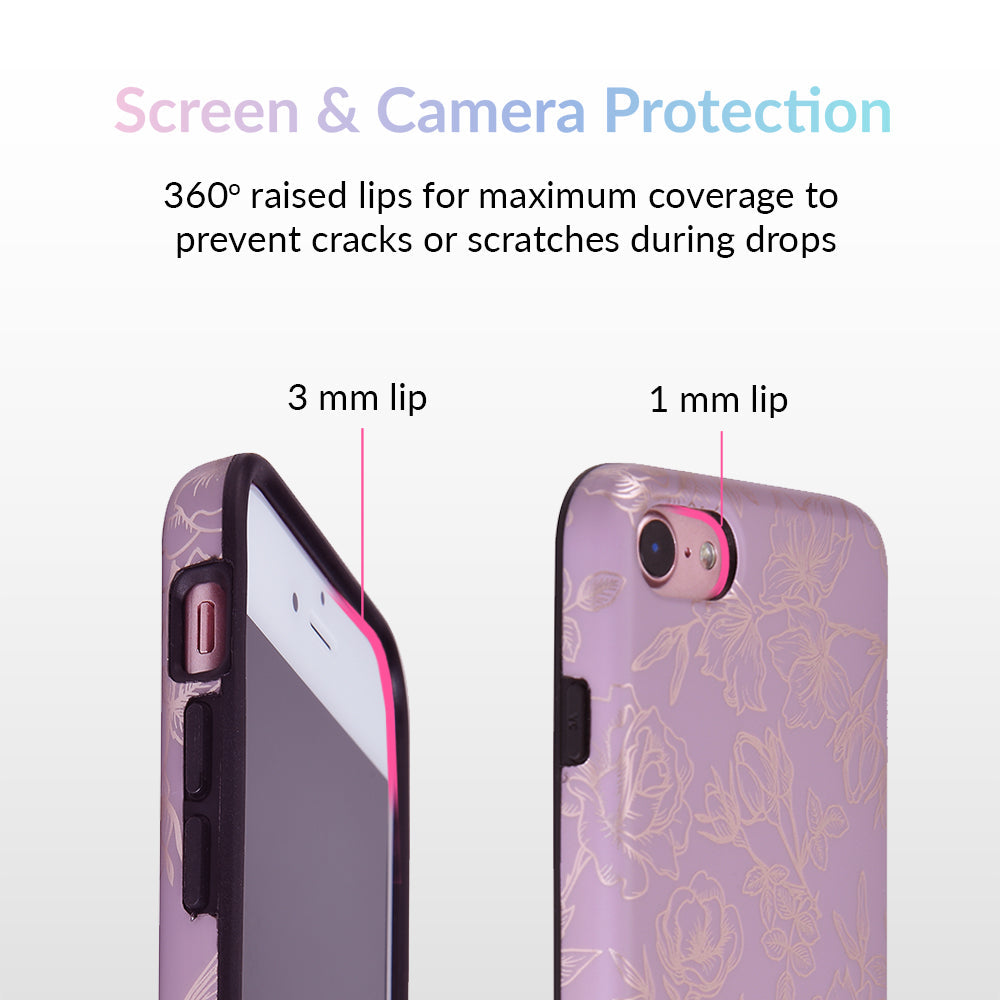 Dusty Rose Chrome Floral iPhone Case – Luxury Aesthetic Phone Cover