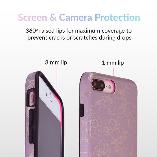 Dusty Rose Chrome Floral iPhone Case – Luxury Aesthetic Phone Cover