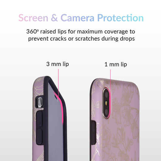 Dusty Rose Chrome Floral iPhone Case – Luxury Aesthetic Phone Cover