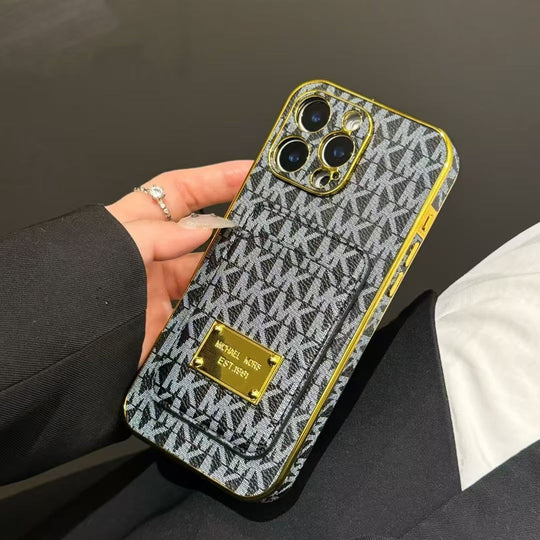 Designer Monogram Phone Cases with Gold-Plated Accents