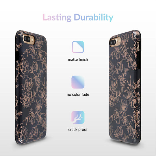 Floral Rose Gold Chrome iPhone Case – Aesthetic Shockproof Phone Cover