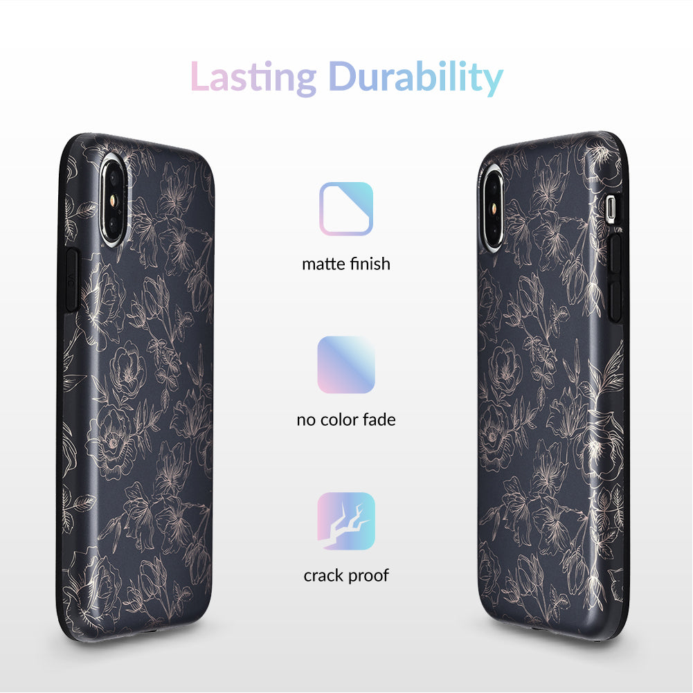 Floral Rose Gold Chrome iPhone Case – Aesthetic Shockproof Phone Cover