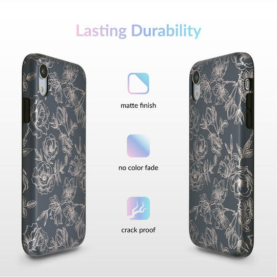 Floral Rose Gold Chrome iPhone Case – Aesthetic Shockproof Phone Cover