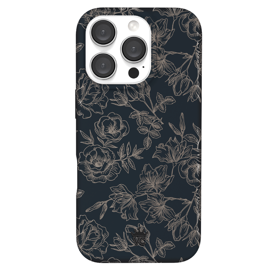 Floral Rose Gold Chrome iPhone Case – Aesthetic Shockproof Phone Cover
