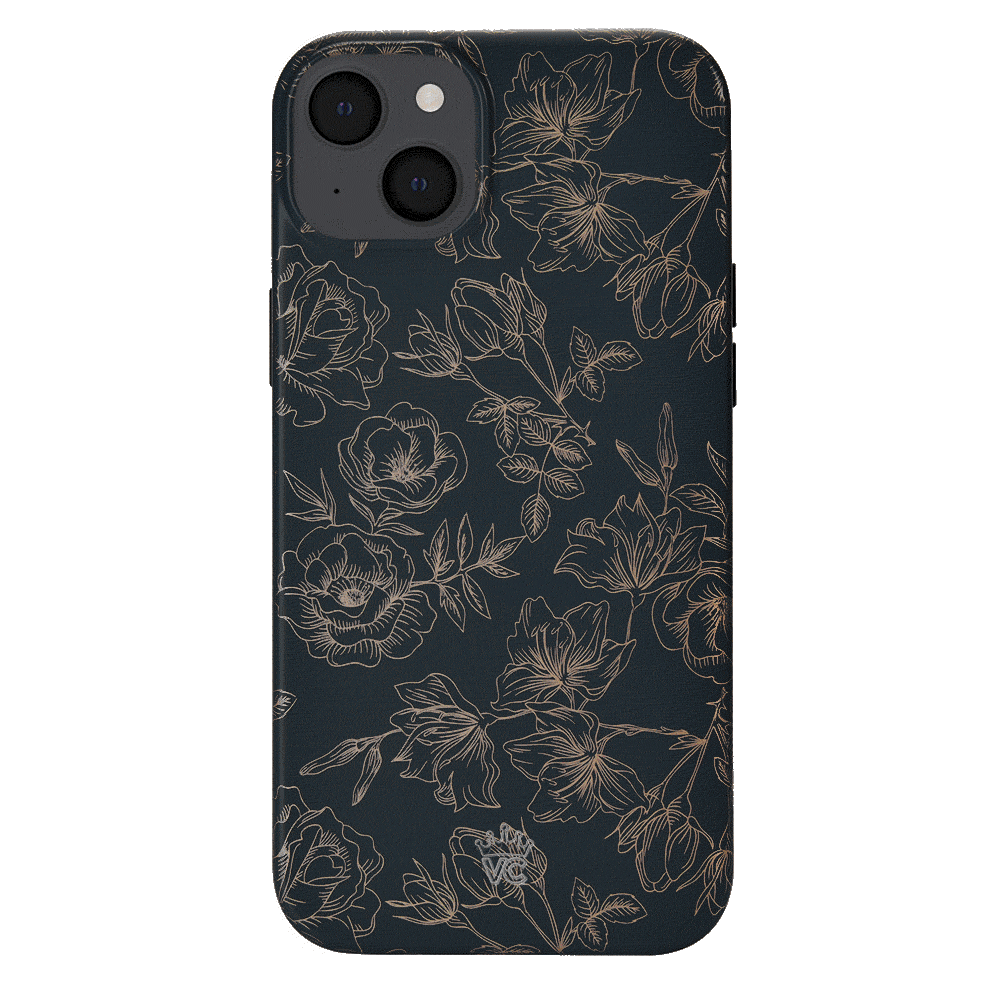Floral Rose Gold Chrome iPhone Case – Aesthetic Shockproof Phone Cover