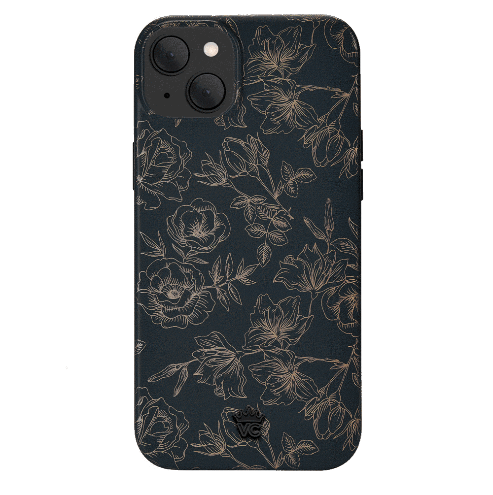 Floral Rose Gold Chrome iPhone Case – Aesthetic Shockproof Phone Cover