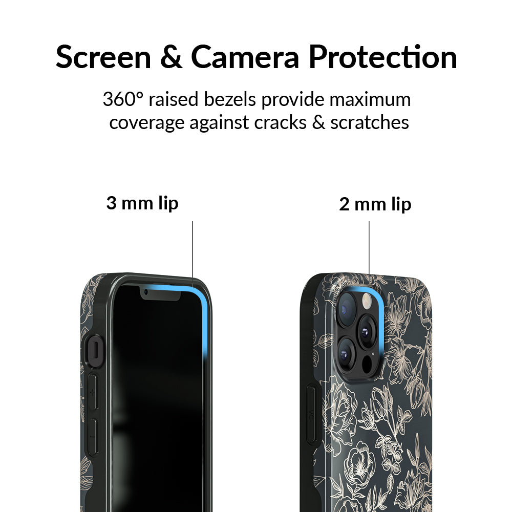 Floral Rose Gold Chrome iPhone Case – Aesthetic Shockproof Phone Cover