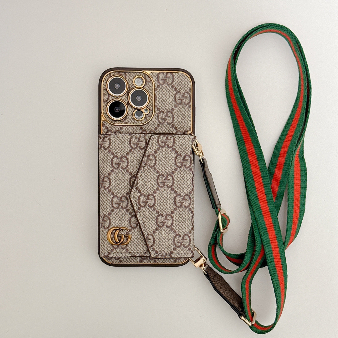 Signature iPhone 16 Case With Card Holder – Luxury Designer Phone Cover