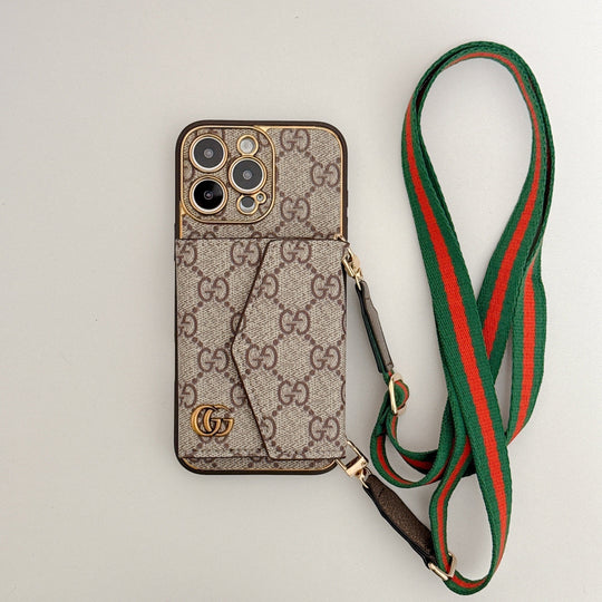 Signature iPhone 16 Case With Card Holder – Luxury Designer Phone Cover