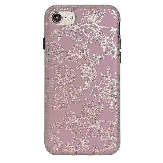 Dusty Rose Chrome Floral iPhone Case – Luxury Aesthetic Phone Cover
