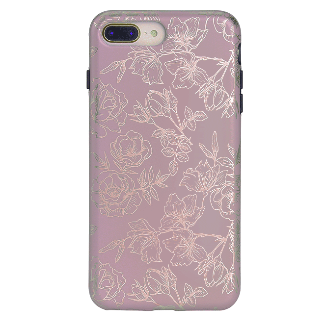 Dusty Rose Chrome Floral iPhone Case – Luxury Aesthetic Phone Cover