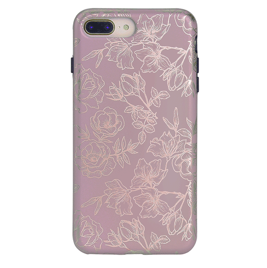 Dusty Rose Chrome Floral iPhone Case – Luxury Aesthetic Phone Cover