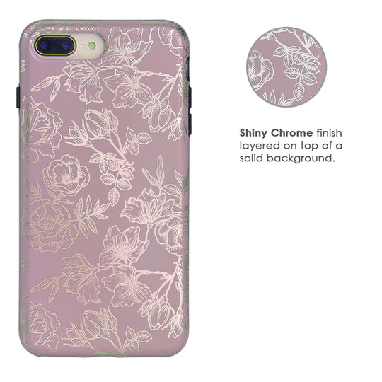Dusty Rose Chrome Floral iPhone Case – Luxury Aesthetic Phone Cover